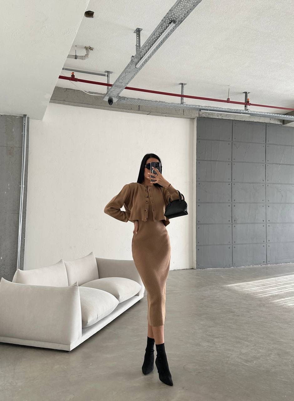 Svetrový komplet Emily hnedý