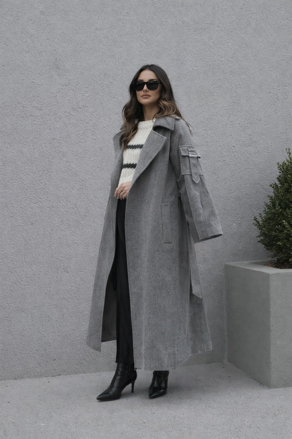 Vlnený kabát Nantes sivý