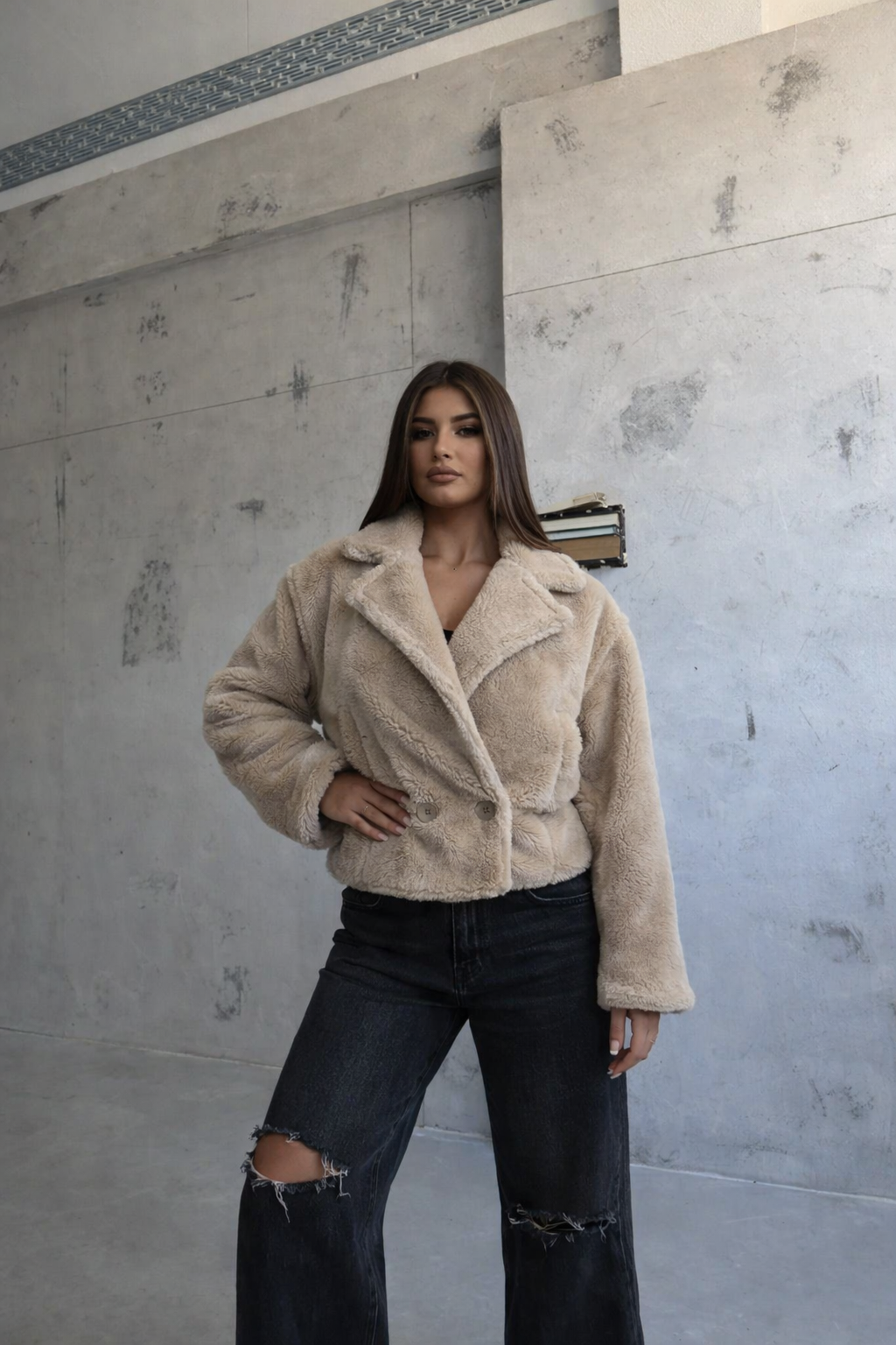 Bunda Teddy béžová