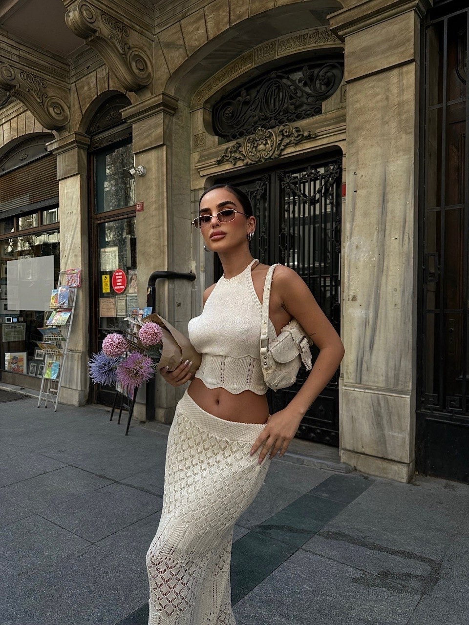 Úpletový komplet Paola krémová biela